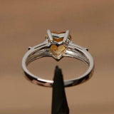 1.2ct Engagement Ring Heart Cut Yellow Citrine Three Stone 14k White Gold Finish