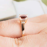 2ct Cushion Cut Peach Morganite Diamond Accent Solitaire Ring 14k Rose Gold Over