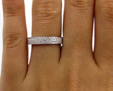 3Ct Round Brilliant Cut Diamond 3 Row Eternity Wedding Band 18K White Gold Over