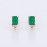 2ct Green Emerald Cut Diamond Elegant Women Stud Earrings 14k Yellow Gold Finish