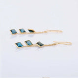 2ct Drop Earrings Cushion London Blue Topaz Dangling Chain 14k Yellow Gold Over