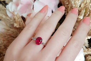 2.5ct Oval Cut Pink Ruby Engagement Ring 14k White Gold Finish Solitaire Promise