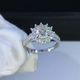 2ct Round Cut Diamond Accent Cluster Halo Engagement Ring 14k White Gold Finish