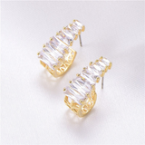 Stylish Stud Earrings 1.3ct Baguette Cut VVS1D Diamond 14k Yellow Gold Finish