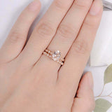 2.3ct Oval Cut Morganite Engagement Ring Milgrain Bridal Set 14k Rose Gold Over