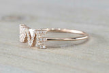 1.5ct Round Cut Diamond Love Heart Band Engagement Ring 14k Rose Gold Finish