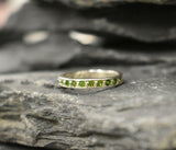 1ct Wedding Band Round Cut Green Peridot Half Eternity 14k White Gold Finish