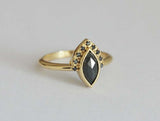 1.5ct Marquise Cut Black Diamond Engagement Ring 14k Yellow Gold Over Bridal Set