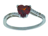 1.2ct Engagement Ring Heart Cut Red Garnet Swirl Twist 14k White Gold Finish