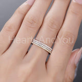 2ct Round Cut Moissanite Thin Full Eternity Wedding Bands 14k White Gold Plated