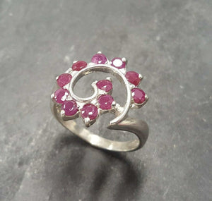 1.5ct Engagement Ring Round Cut Pink Ruby Swirl Twist 14k White Gold Finish