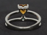 1.4ct Engagement Ring Heart Cut Yellow Citrine Split Shank 14k White Gold Finish