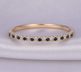 1.4ct Round Cut Blue Sapphire Wedding Band Half Eternity 14k Yellow Gold Finish