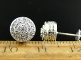 0.46ct Round Diamond Mini Round Circle Dome Stud Earrings 14k White Gold Finish