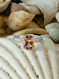 2ct Radiant Cut Morganite Engagement Ring Braided Solitaire 14k White Gold Over