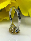 1.3ct Asscher Cut Yellow Sapphire 3 Stone Engagement Ring 14k White Gold Finish