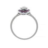 1.2ct Marquise Cut Diamond Engagement Ring Pink Ruby Halo 14k White Gold Finish