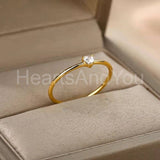 0.6ct Heart Simulated Diamond Minimalist Engagement Ring 14k Yellow Gold Plated