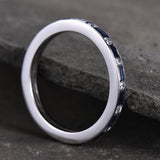 1ct Baguette Cut Blue Sapphire Eternity Wedding Band Ring 14k White Gold Finish