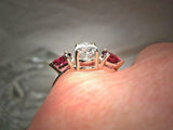 2.2ct Marquise Cut Diamond Trilogy Ring 14k White Gold Finish Ruby Pear Accents