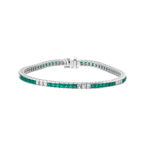 12Ct Asscher Cut Green Emerald Diamond Women Tennis Bracelet 18K White Gold Over