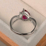 1ct Pear Cut Pink Ruby Split Band Solitaire Round Accent Ring 14k WhiteGold Over