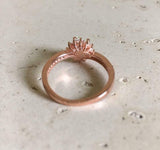 1.7ct Round Cut Peach Morganite Engagement Ring Flower Halo 14k Rose Gold Finish