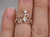 1.5ct Heart Cut Diamond Engagement Ring Princess Crown Style 14k Rose Gold Over