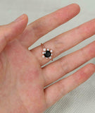 Halo Solitaire Engagement Ring 1.5ct Round Cut Black Diamond 14k RoseGold Finish