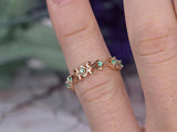 1ct Round Cut Green Emerald Wedding Band Stylish Filigree 14k Yellow Gold Finish