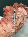 1ct Round Cut VVS1D Diamond Pendant with Chain Christ Cross 14k WhiteGold Finish