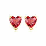 1.2ct Heart Cut Red Garnet Solitaire Stud Earrings Women 14k Yellow Gold Finish