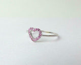 0.3ct Engagement Ring Round Pink Sapphire Open Heart Shaped 14k White Gold Over