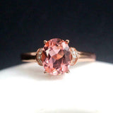 2ct Oval Morganite Engagement Ring Diamond Accent Solitaire 14k Rose Gold Finish