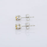 0.5ct Stud Earrings Round Cut Yellow Citrine Solitaire 14k White Gold Finish