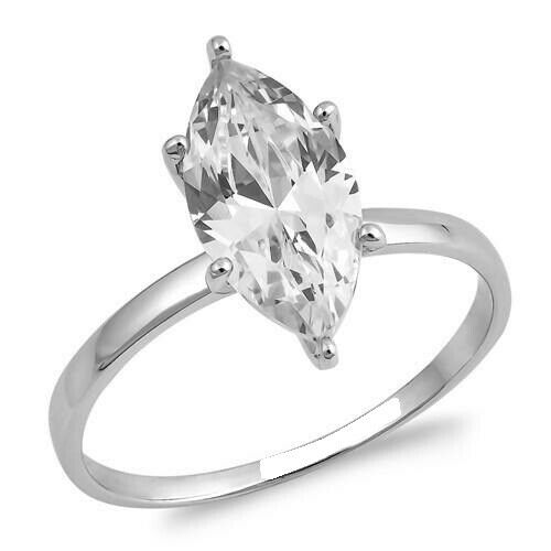 1Ct Marquise Cut Diamond Classic Solitaire Proposal Ring 14K White Gold Finish