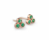 0.3ct Round Green Emerald Bezel Set Solitaire Stud Earrings 14k Rose Gold Finish