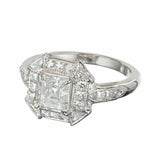 2ct Asscher Cut Diamond Halo Art Deco Accent Engagement Ring 14k White Gold Over