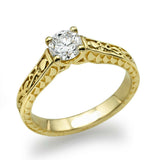 1.5ct Round Cut Diamond Engagement Ring Vintage Inspired 14k Yellow Gold Finish