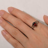 1ct Oval Garnet Engagement Ring Open Heart Shank Solitaire 14k White Gold Finish