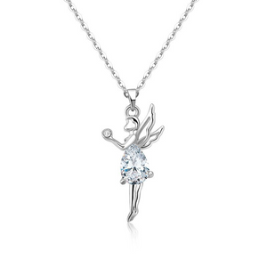 1Ct Pear Cut Diamond Angel Fairy Princess Women Pendant 14K White Gold Finish