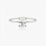 0.75ct Oval Cut Diamond Classic Proposal Solitaire Ring 14k White Gold Finish