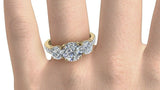 1.6ct Round Cut VVS1 Diamond Three Stone Engagement Ring 14k Yellow Gold Finish