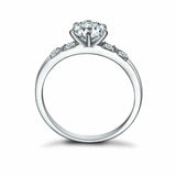 1.65ct Round Diamond Engagement Ring Solitaire with Accents 14k White Gold Over