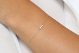 1ct Baguette Cut Diamond Petite Minimalist Chain Bracelet 14K Yellow Gold Finish