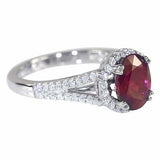 2.75ct Oval Cut Pink Ruby Engagement Ring Split Shank Halo 14k White Gold Finish