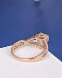 1.3ct Heart Cut Peach Morganite Engagement Ring 14k Rose Gold Over Halo Infinity