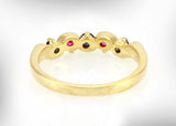 1ct Round Cut Pink Ruby Sapphire Stackable Wedding Band 14k Yellow Gold Finish