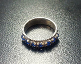 1.4ct Round Cut Blue Sapphire Braided Vintage Inspired Band 14k White Gold Over