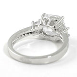 3.85ct Asscher Cut Diamond Engagement Ring Unique Trilogy 14k White Gold Finish